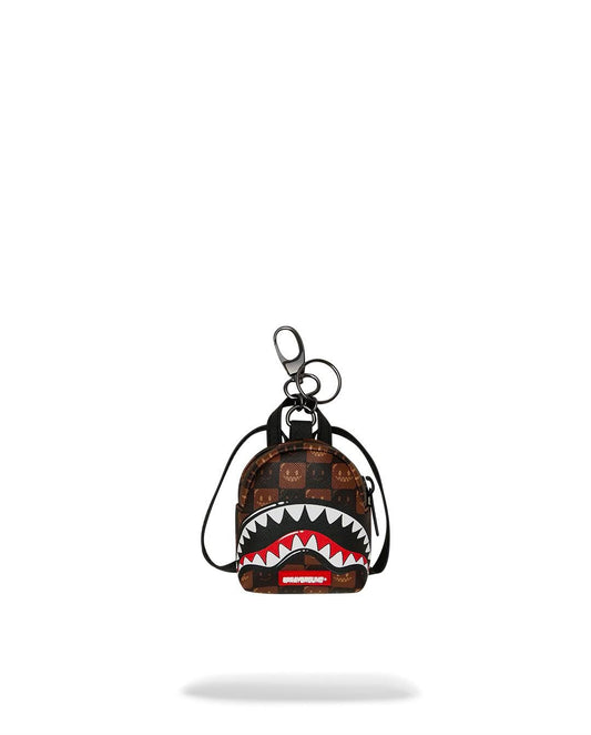 Portachiavi Sprayground marrone SHARKS IN PARIS WTF BUBBLE BROWN CHECK BACKPACK KEYCHAIN