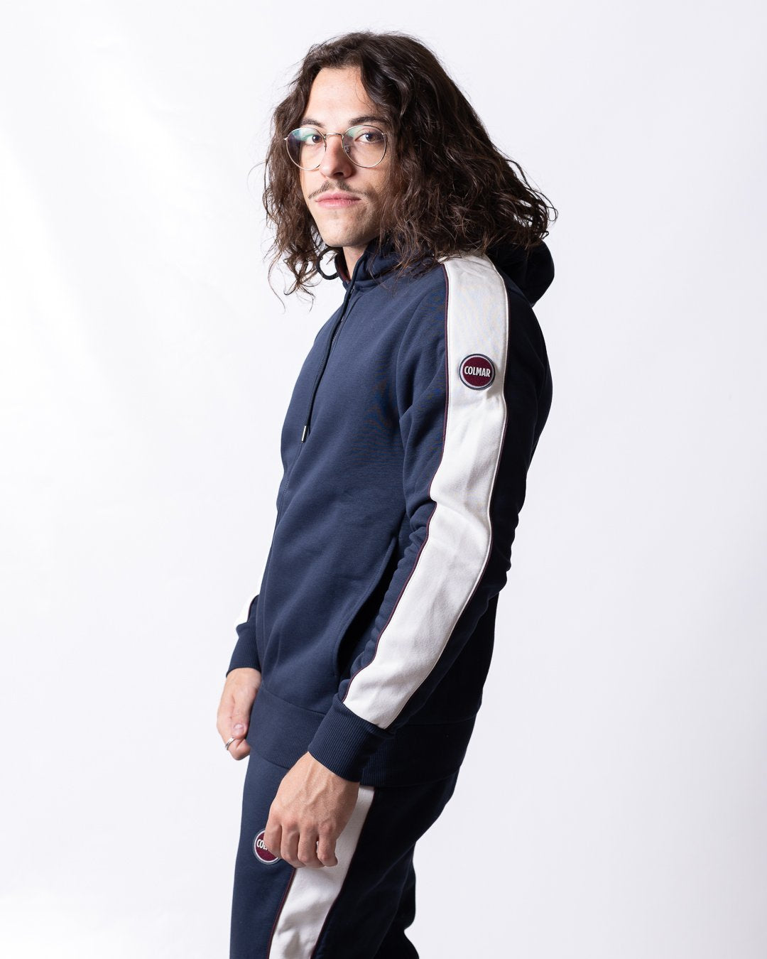 Felpa Colmar full zip con cappuccio e logo in rilievo