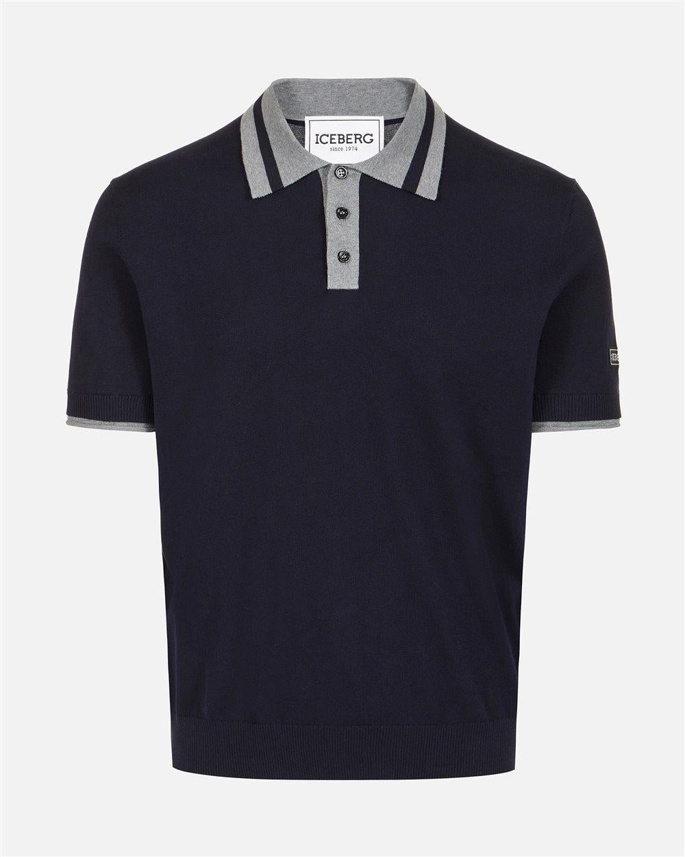 Polo Iceberg in maglia di cotone con colletto a contrasto