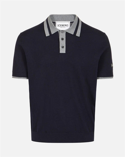Polo Iceberg in maglia di cotone con colletto a contrasto