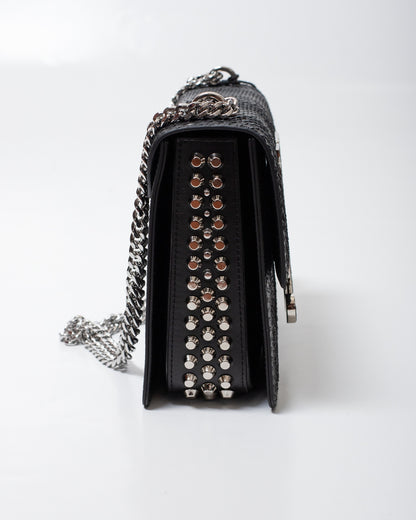 Borsa John Richmond black pitonata con maxi placca donna