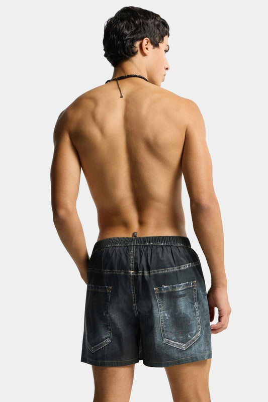 Boxer mare Dsquared2 con stampa denim uomo