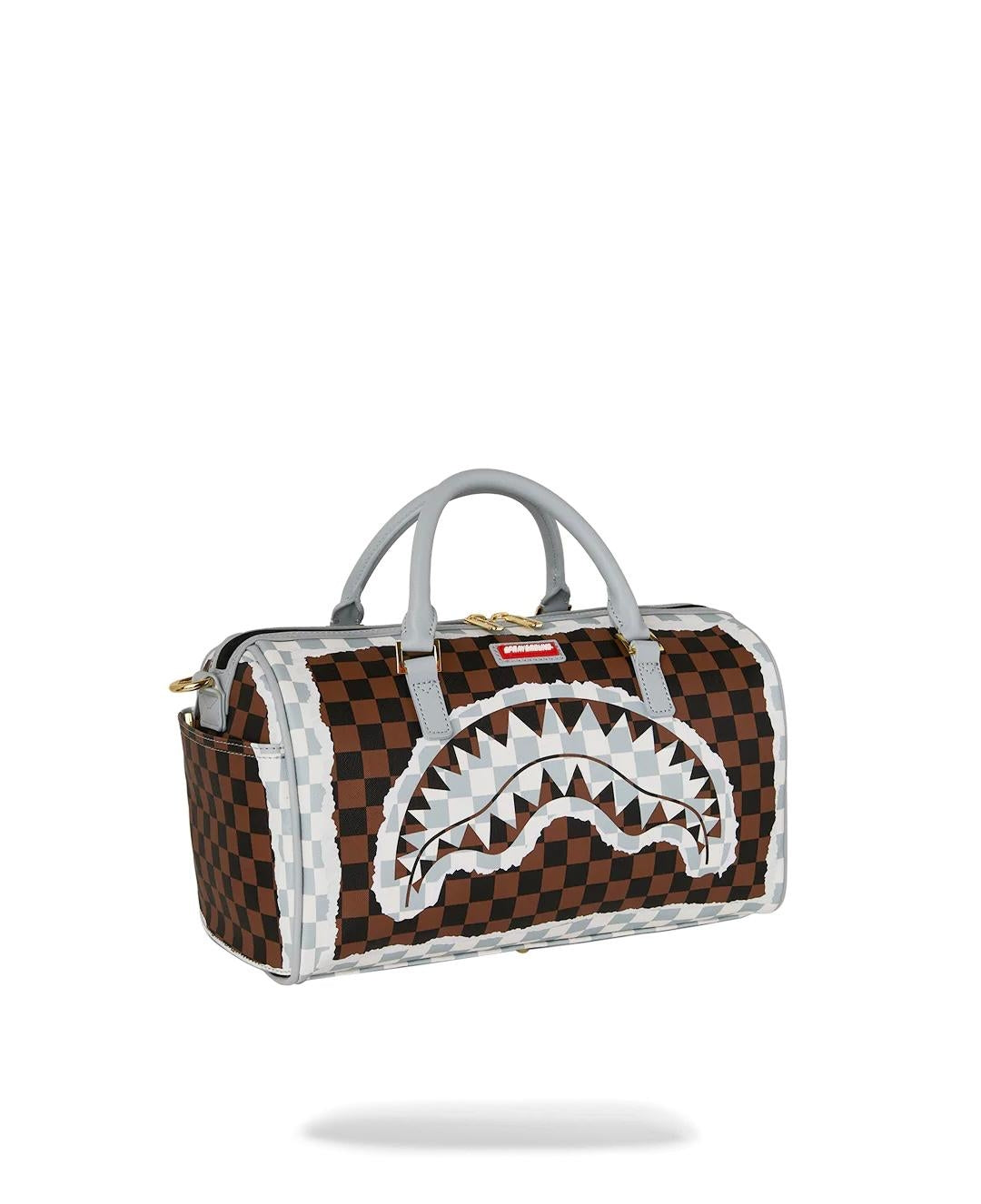 Borsa Sprayground marrone "CREAM AND BROWN TEAR CHECK MINI DUFFLE"