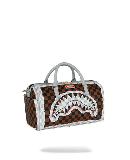Borsa Sprayground marrone "CREAM AND BROWN TEAR CHECK MINI DUFFLE"