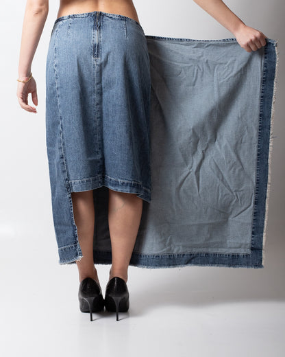 Gonna Moschino Jeans asimmetrica in denim con stampa logata donna