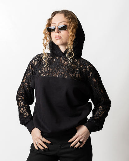 Felpa Disclaimer con dettagli in pizzo donna