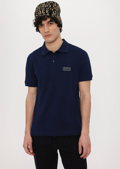 Polo Versace Jeans Couture in pique con logo in metallo uomo