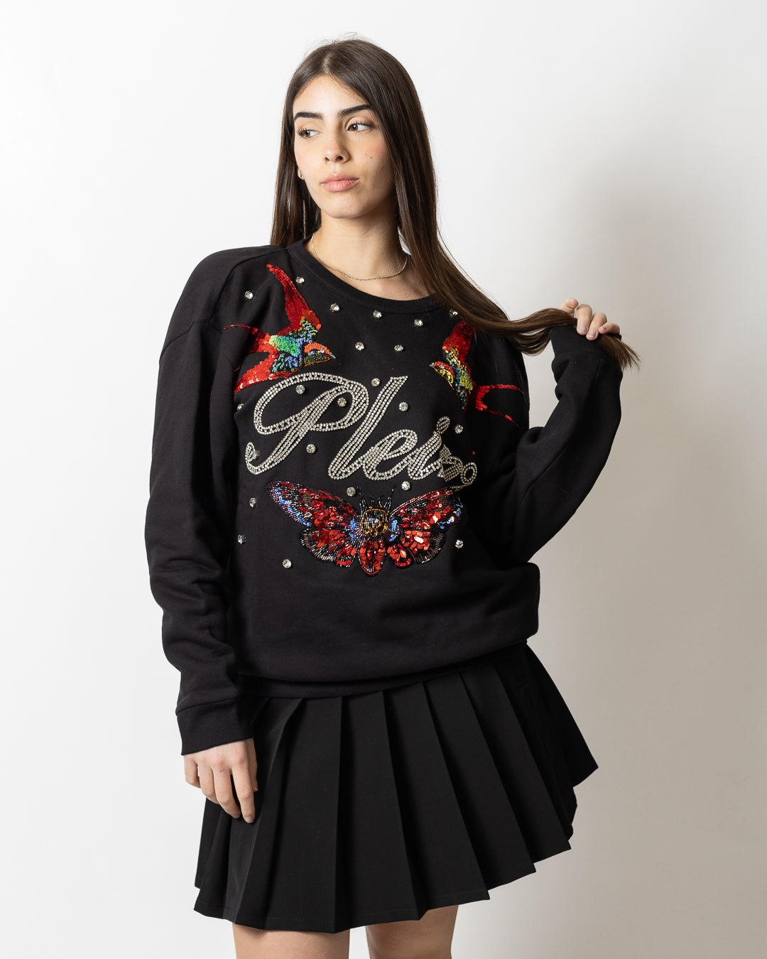 Felpa Philipp Plein "Open Back Tattoo Strass" donna