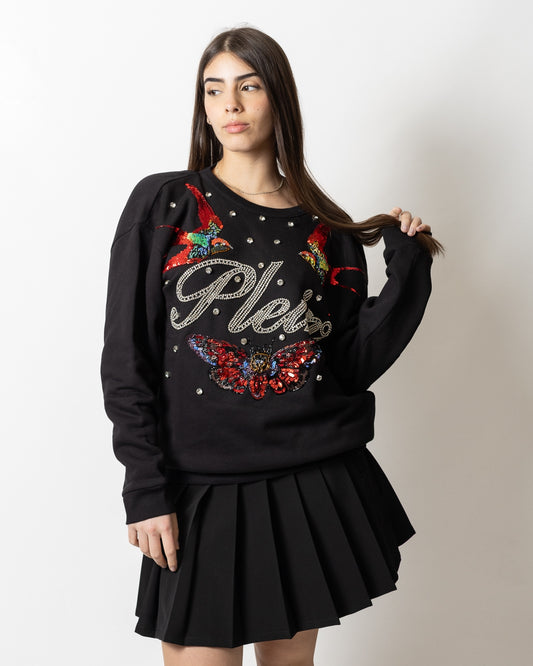 Felpa Philipp Plein "Open Back Tattoo Strass" donna