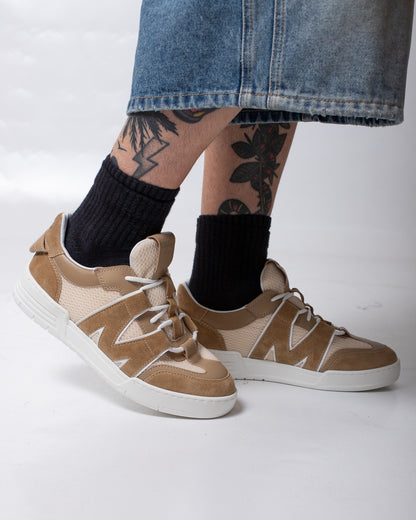 Sneakers Moschino in rete con dettagli in camoscio uomo