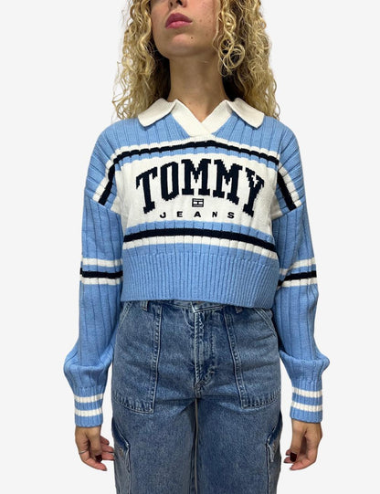 Maglia Tommy Jeans crop con colletto a polo donna