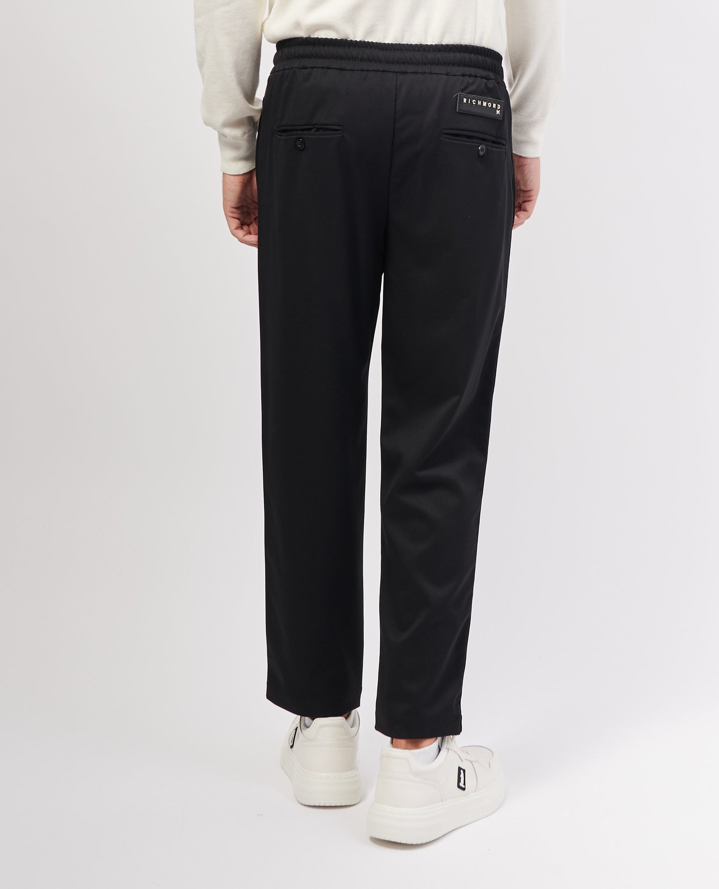 Pantalone Richmond X in tessuto con logo in pelle uomo