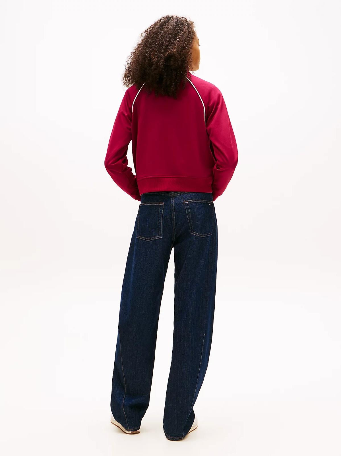 Felpa Tommy Jeans fullzip in acetato "Badge Track" donna