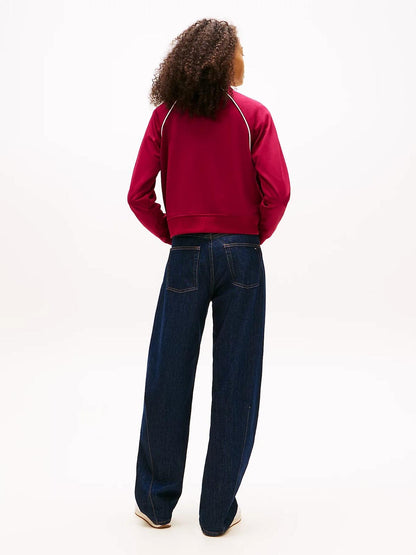 Felpa Tommy Jeans fullzip in acetato "Badge Track" donna