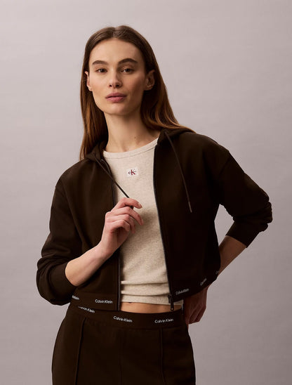 Felpa Calvin Klein fullzip con cappuccio e fascia logata donna