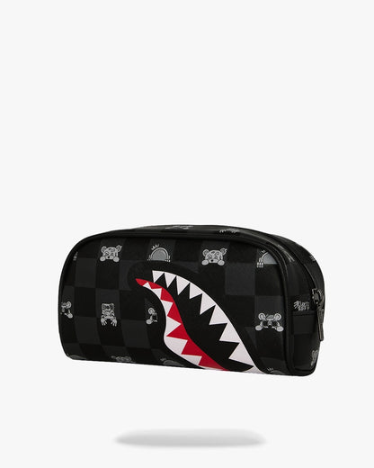 Pochette Sprayground nero GRAY PEEKING CHARACTER CHECK PENCIL POUCH 