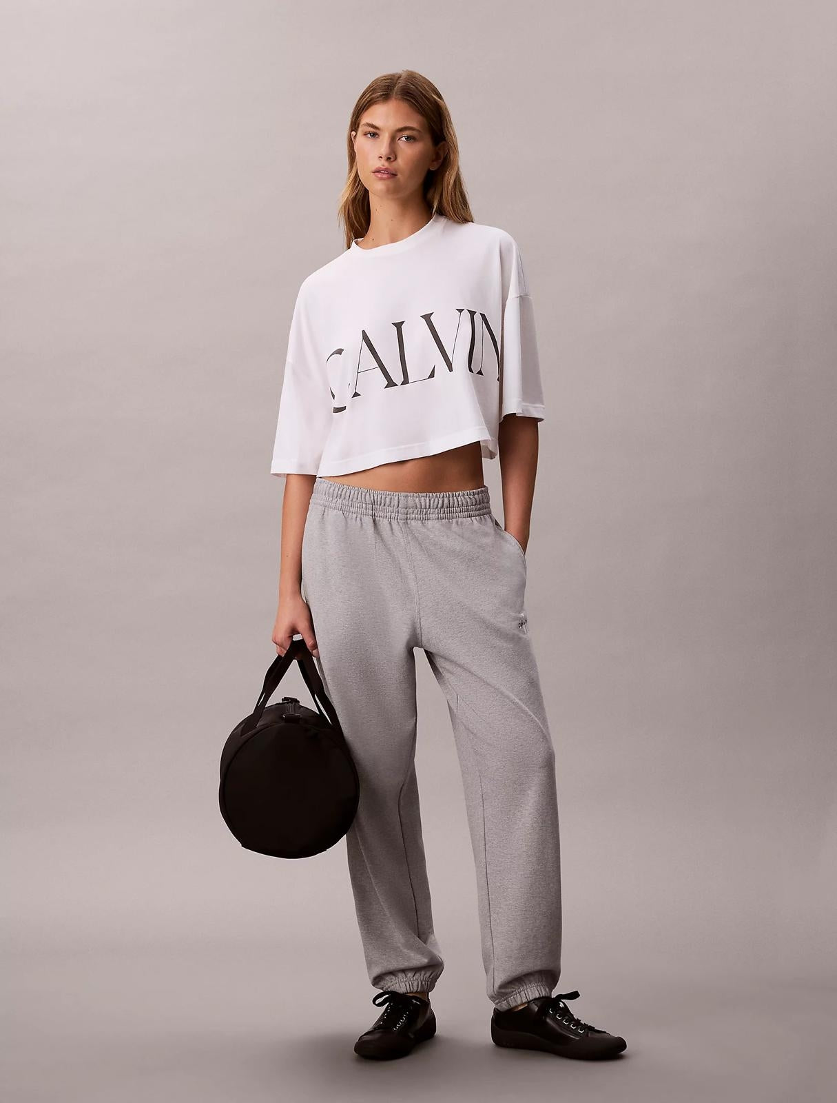 Pantalone Calvin Klein in felpa con logo ricamato donna