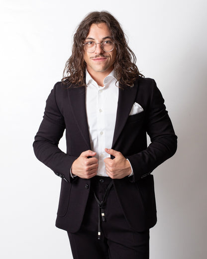 Giacca blazer Daniele Alessandrini monopetto con spilla uomo