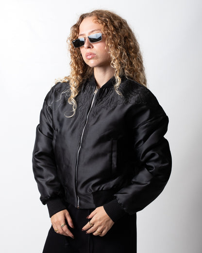 Giubbotto Marcelo Burlon bomber con logo ricamato donna