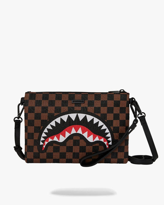 Pochette Sprayground marrone  "CHECK 2 EMBOSS CROSSOVER CLUTCH"