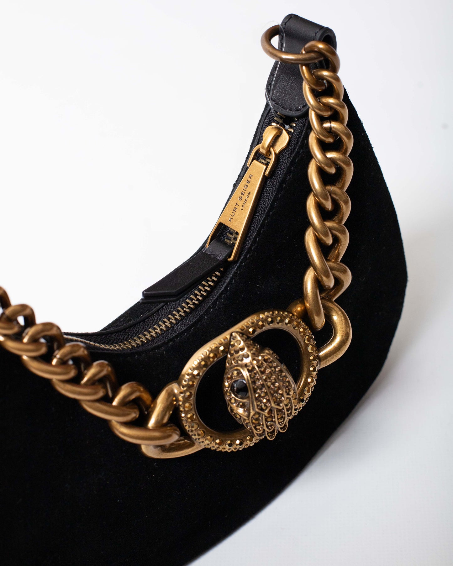 Borsa Kurt Geiger in suede "Chelsea chain" donna