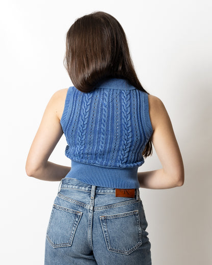 Polo Tommy Jeans in maglia ricamata senza maniche donna