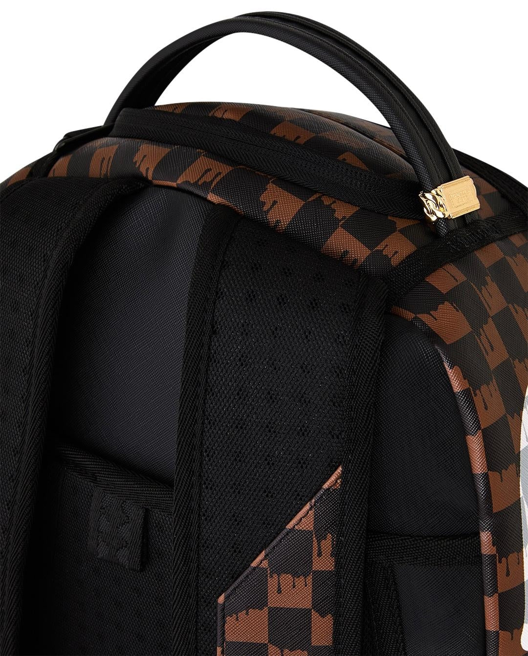 Zaino Sprayground marrone BROWN AND CREAM DRIP CHECK SHARK BACKPACK 