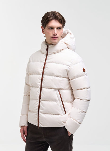 Giubbotto Colmar "Flannel Hooded Down Jacket" con dettagli e logo in pelle