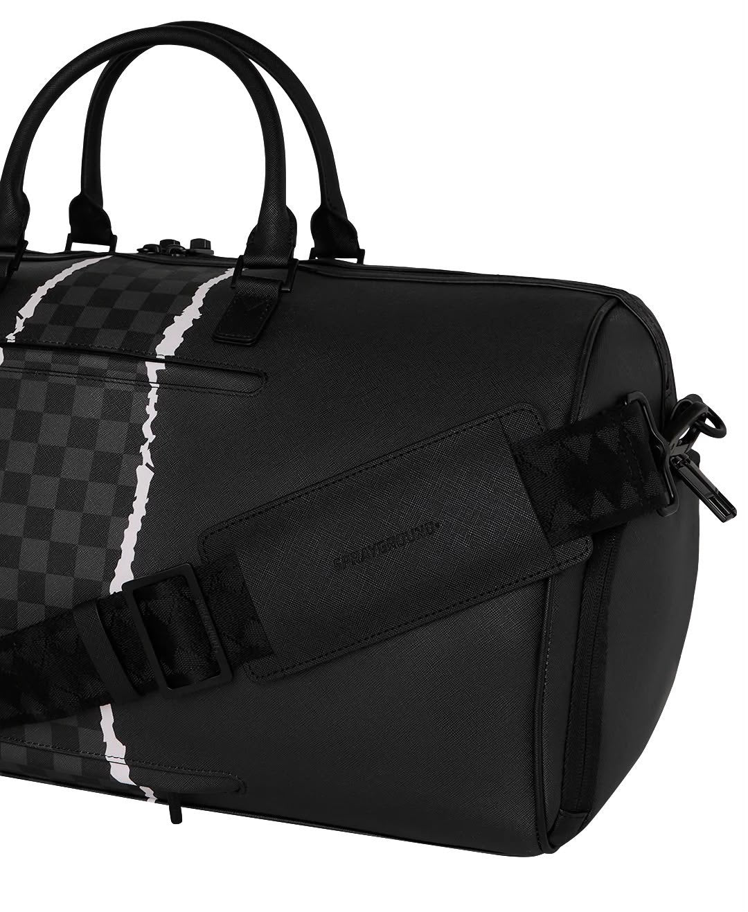 Borsa Sprayground nero CENTER RIP REVEALING GRAY CHECK MINI DUFFLE
