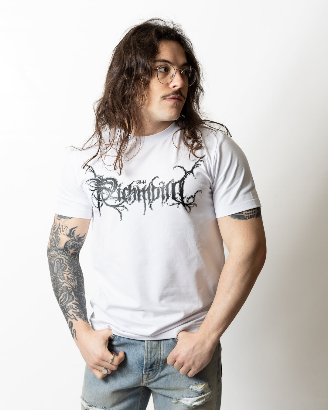 T-Shirt John Richmond con logo strass uomo