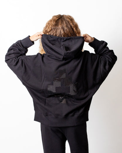Felpa Marcelo Burlon fullzip con cappuccio e paillettes donna
