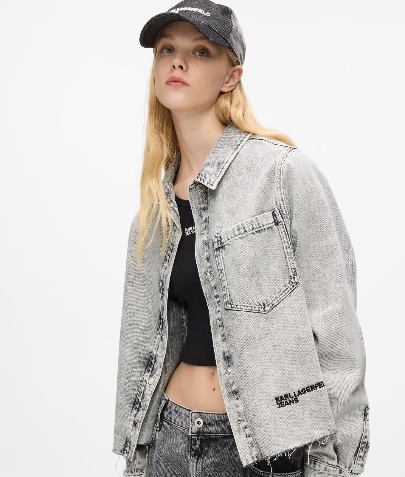 Giubbotto Karl Lagerfeld Jeans in denim cropped donna