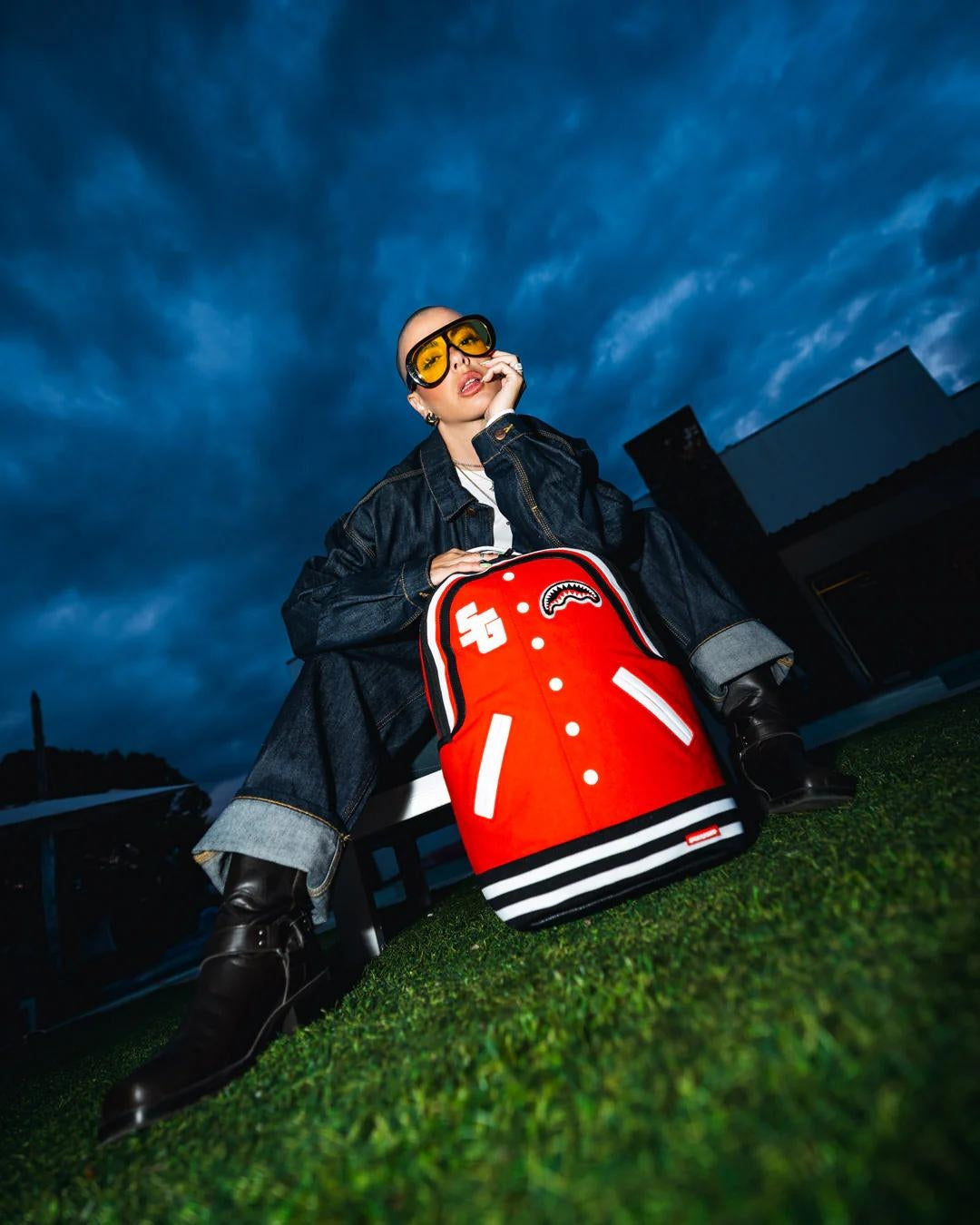 Zaino Sprayground rosso Varsity shark dlx backpack