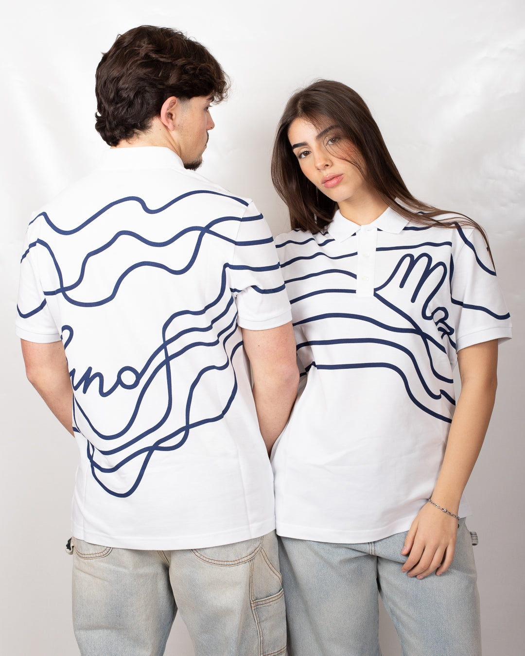 Polo Moschino in piquet con stampa a righe 