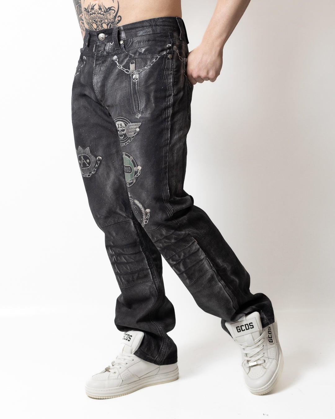 Jeans John Richmond straight con stampa all-over uomo