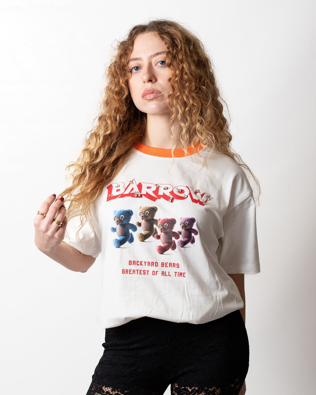 T-Shirt Barrow cropped con strass donna