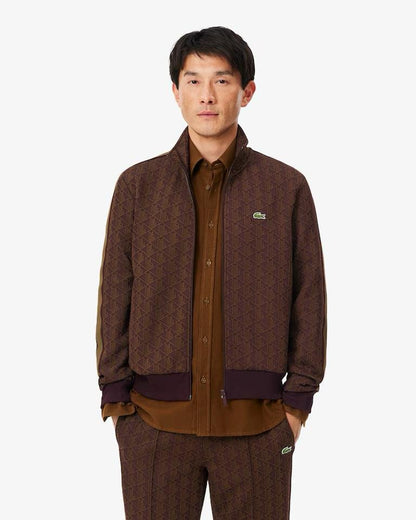 Felpa Lacoste con zip logata allover uomo