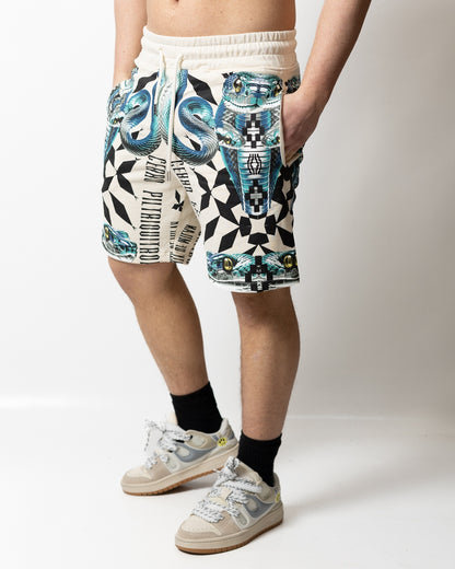 Bermuda Marcelo Burlon in felpa con stampa all-over uomo