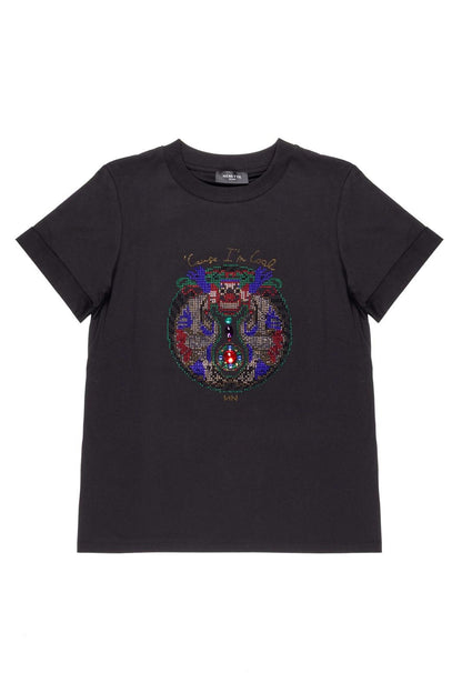 T-Shirt Nenette con strass multicolor donna