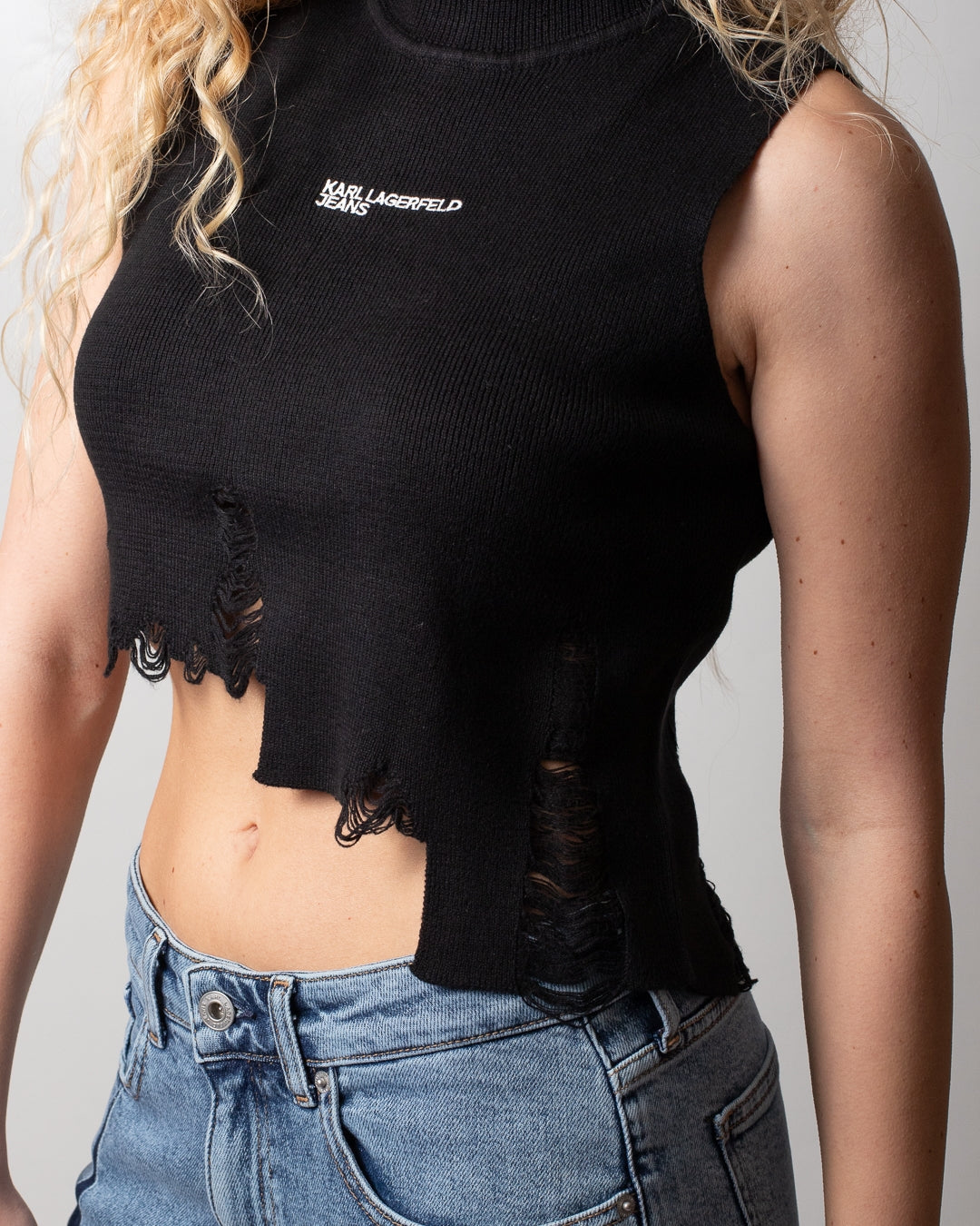 Top Karl Lagerfeld Jeans cropped in maglia donna