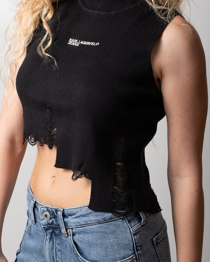 Top Karl Lagerfeld Jeans cropped in maglia donna