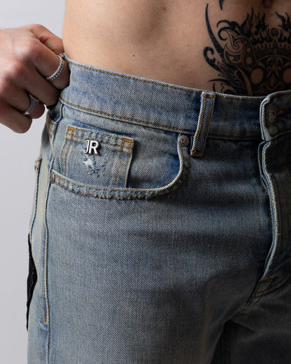 Jeans John Richmond a zampa con logo patch uomo