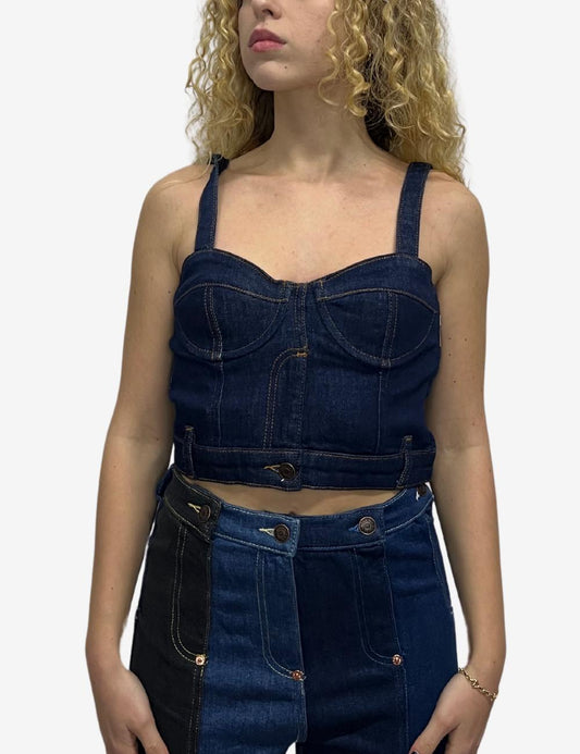 Top Moschino jeans in denim modello crop donna