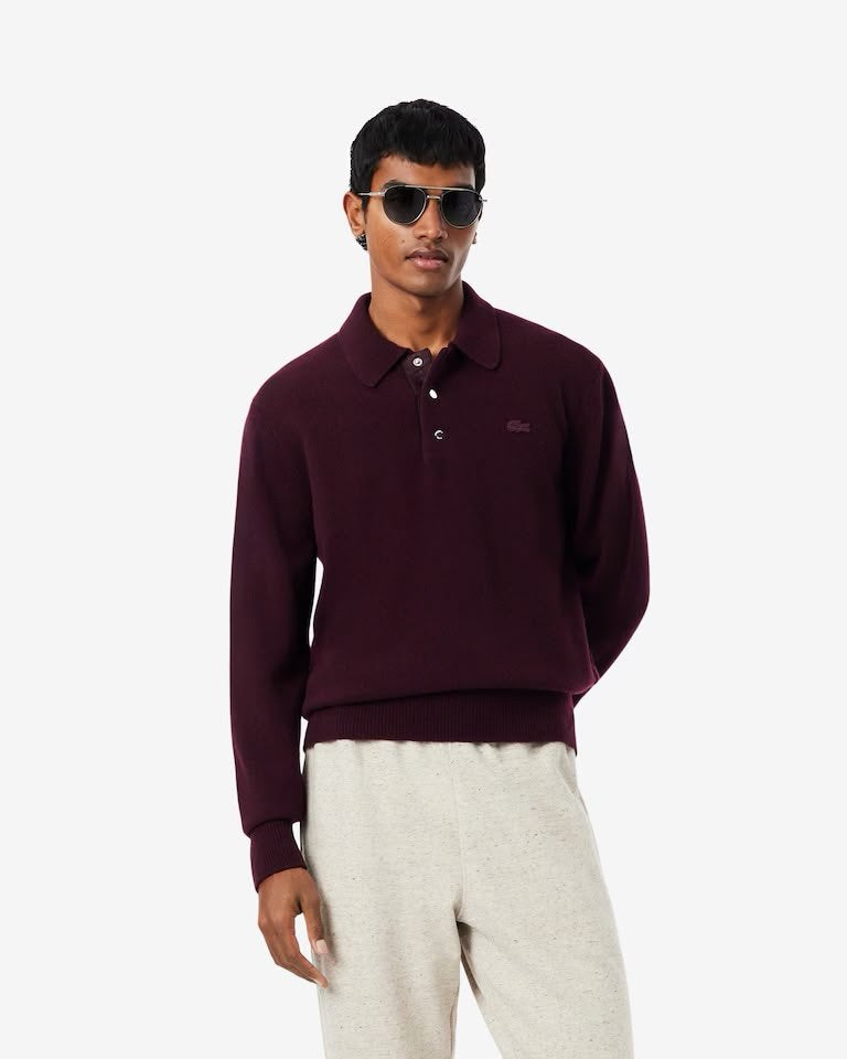 Maglia polo Lacoste in lana con logo ricamato