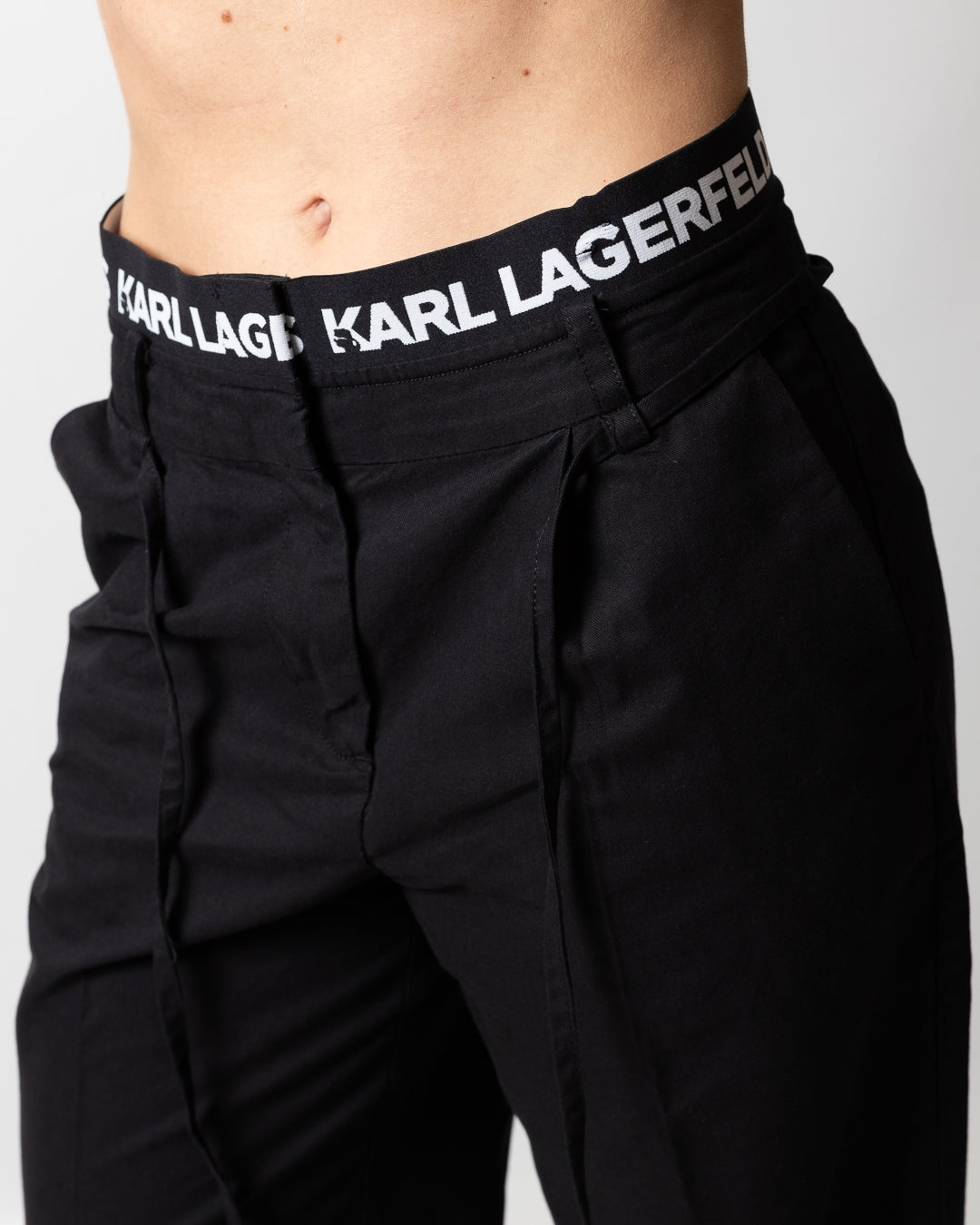 Pantalone Karl Lagerfeld Jeans straight con fascia logata donna