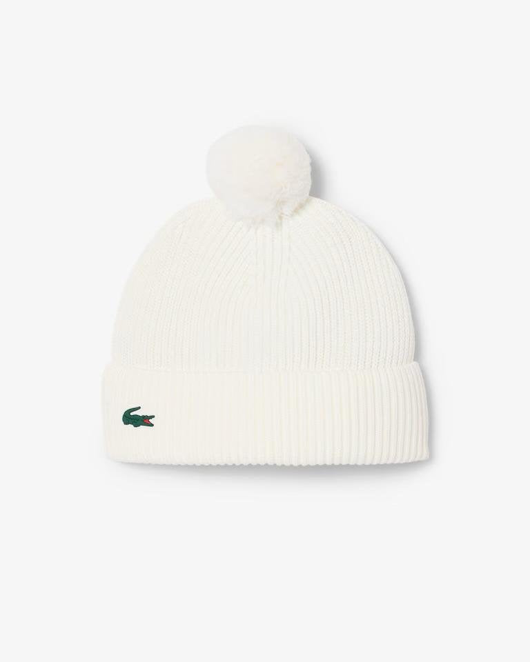 Cappello Lacoste in misto lana con logo e pompon