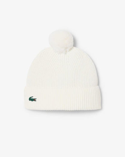 Cappello Lacoste in misto lana con logo e pompon