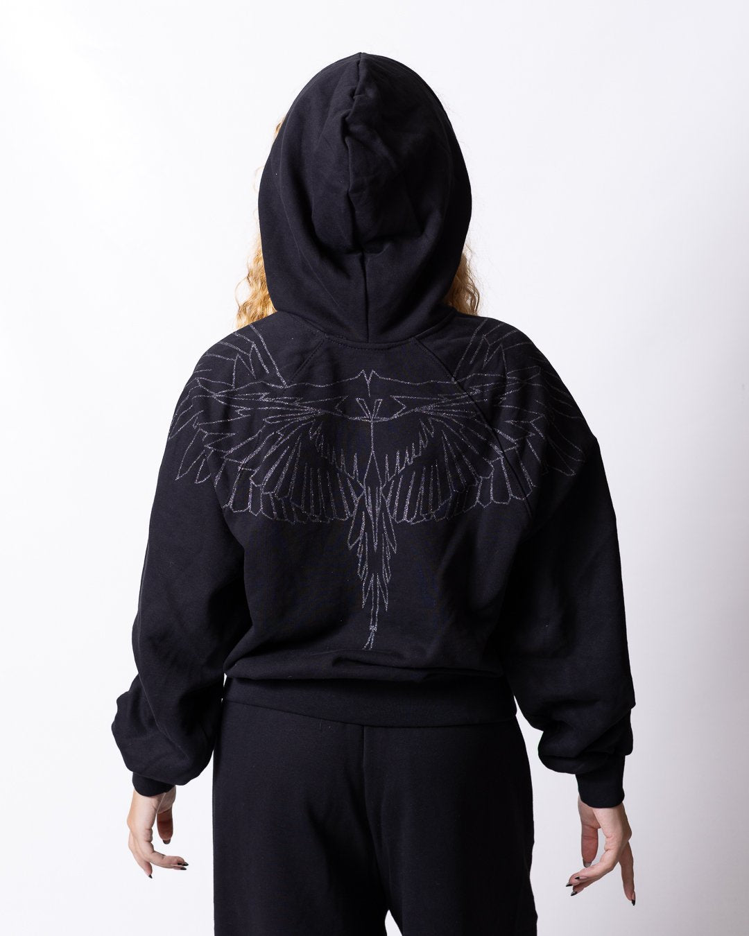 Felpa County of Milan full zip con cappuccio e grafica brillantinata sul retro