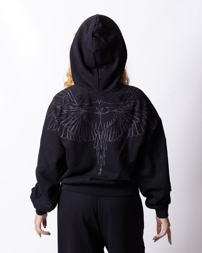Felpa County of Milan full zip con cappuccio e grafica brillantinata sul retro