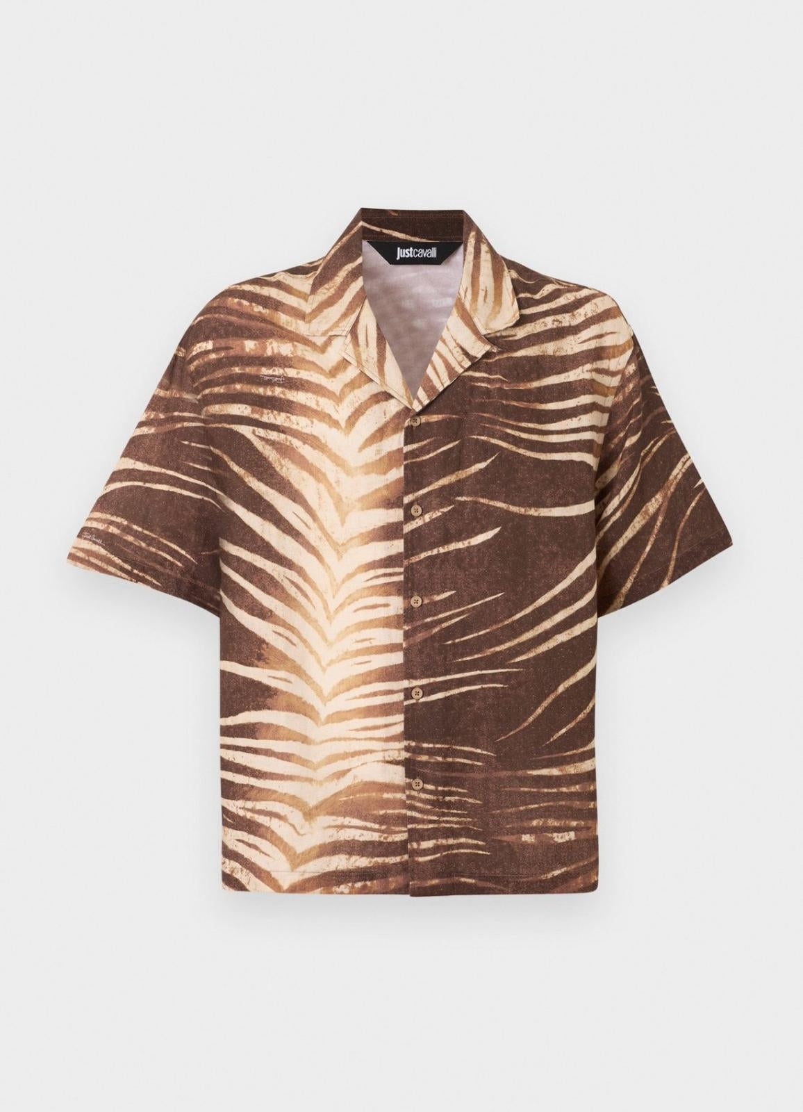 Camicia Just Cavalli in lino con stampa "Nepal Tiger"